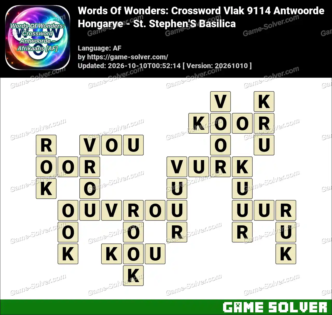 Words Of Wonders: Crossword Vlak 9114 Antwoorde – Hongarye – St. Stephen’S Basilica